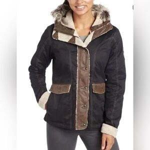 Kuhl Arktik Jacket Sherpa lined with Hood Black / Brown / Cream, Women’s XS